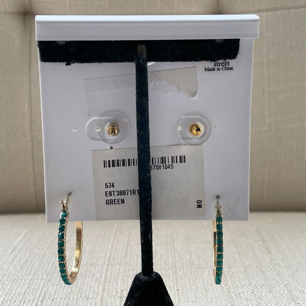 Spring Street the Collection Women Earrings GreenGold Tone Fashion Jewelry New - Picture 6 of 9